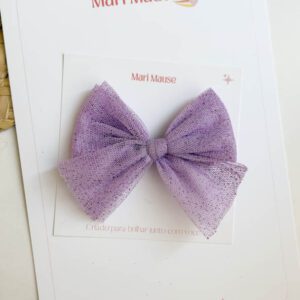 Laço Ceci | Tule | Lilás Glitter